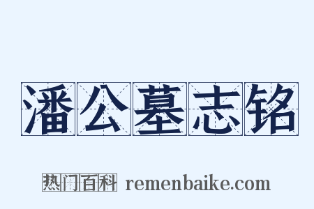 潘公墓志铭是什么意思的图片
